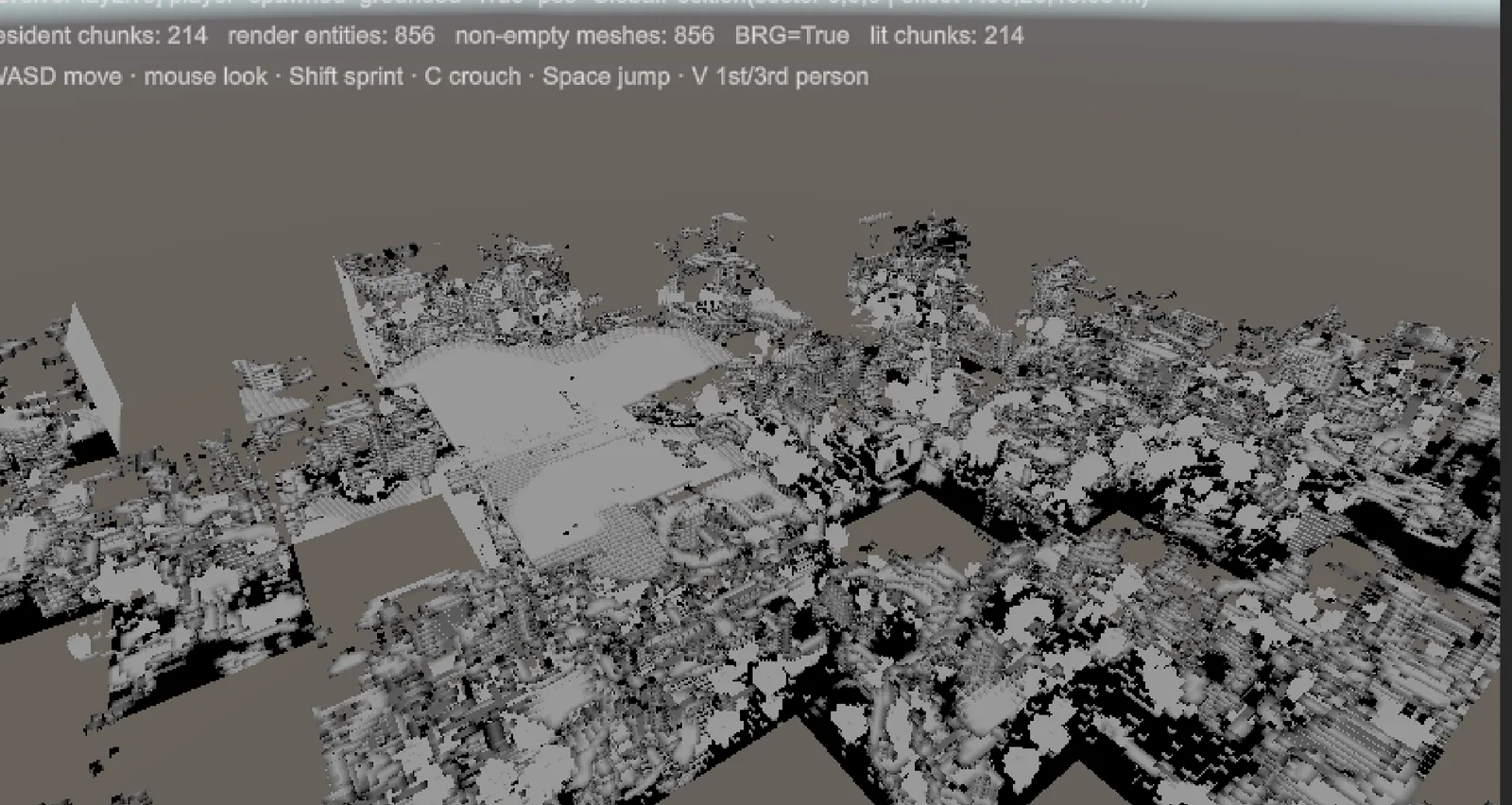 The broken first voxel terrain prototype using greedy meshing